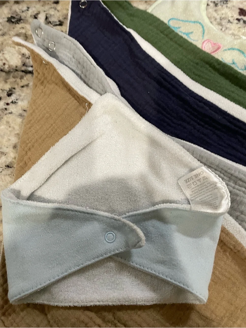 Baby Bundle of 20 Assorted Absorbent Adjustable bibs Various shapes & colors